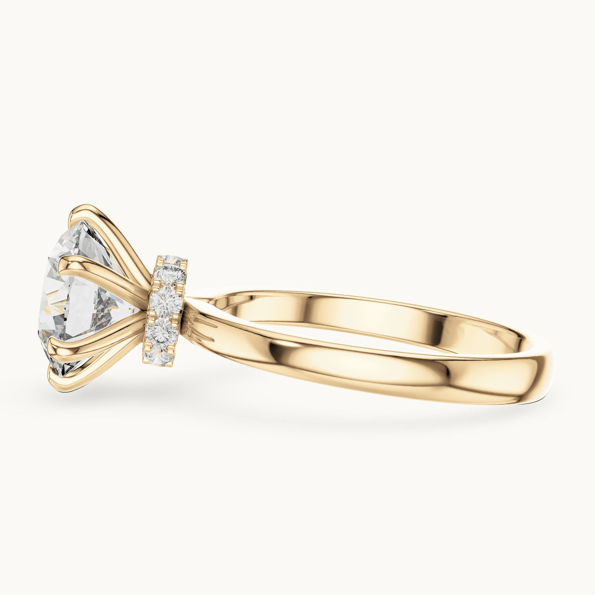 Round cut lab-grown diamond solitaire ring in 14K yellow gold, 2.15 CT TW, view 3