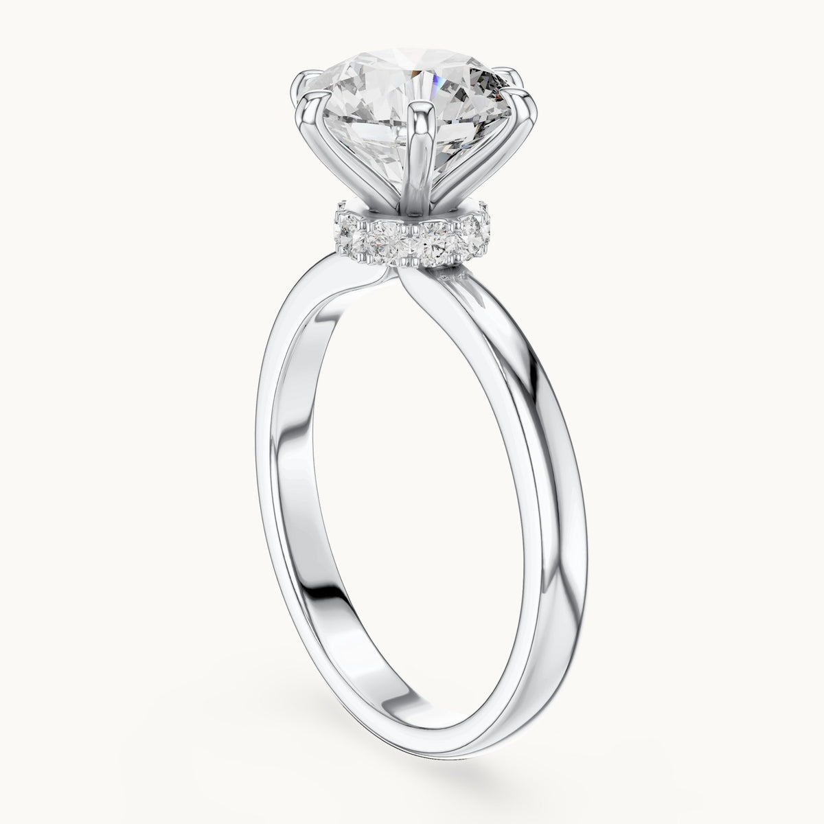 Round cut lab-grown diamond solitaire ring in 14K white gold, 2.15 CT TW, view 1