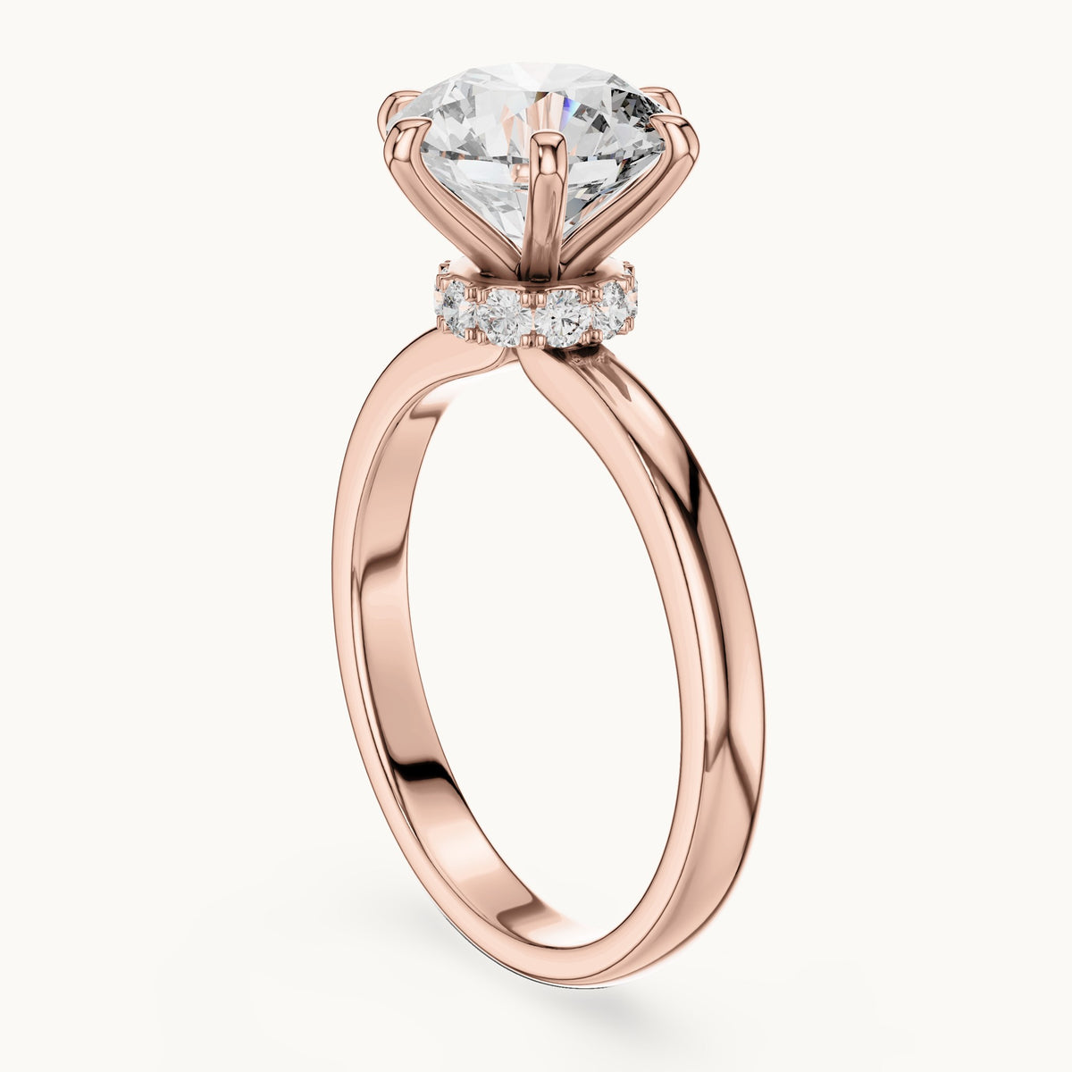Round cut lab-grown diamond solitaire ring in 14K rose gold, 2.15 CT TW, view 1
