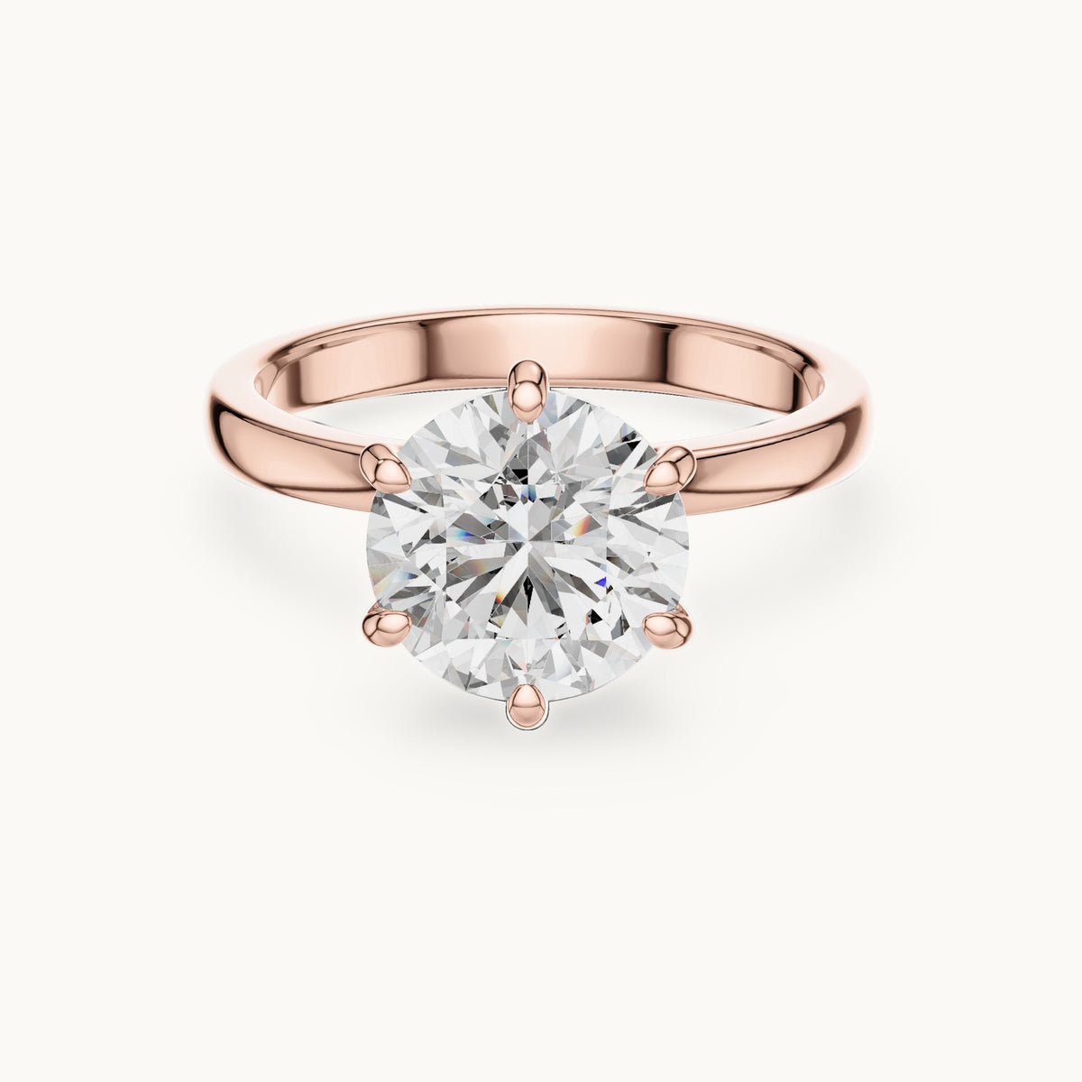 Round cut lab-grown diamond solitaire ring in 14K rose gold, 2.15 CT TW, view 3