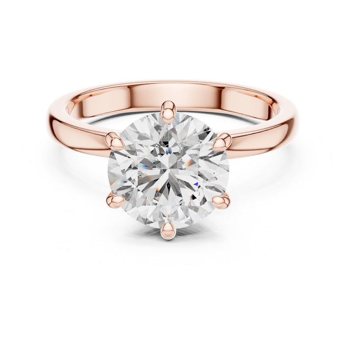 Round Cut Lab Grown Diamond Solitaire Ring, 2.15ct Total, Solid Gold