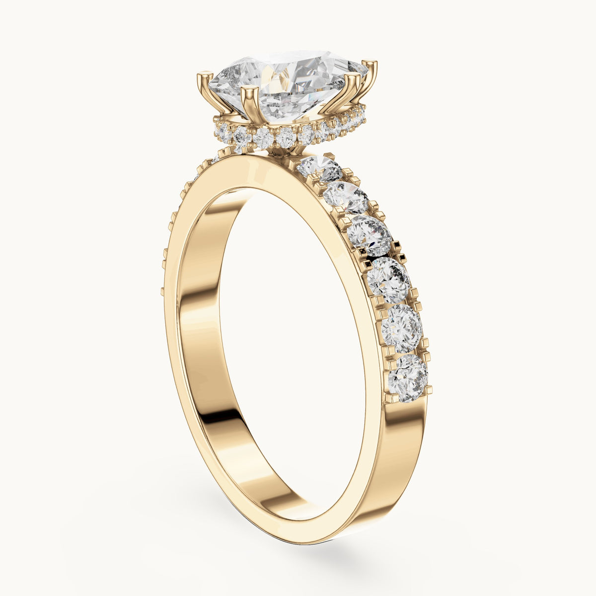 Pear cut lab-grown diamond solitaire ring in 14K yellow gold, 1.72 CT TW, view 2