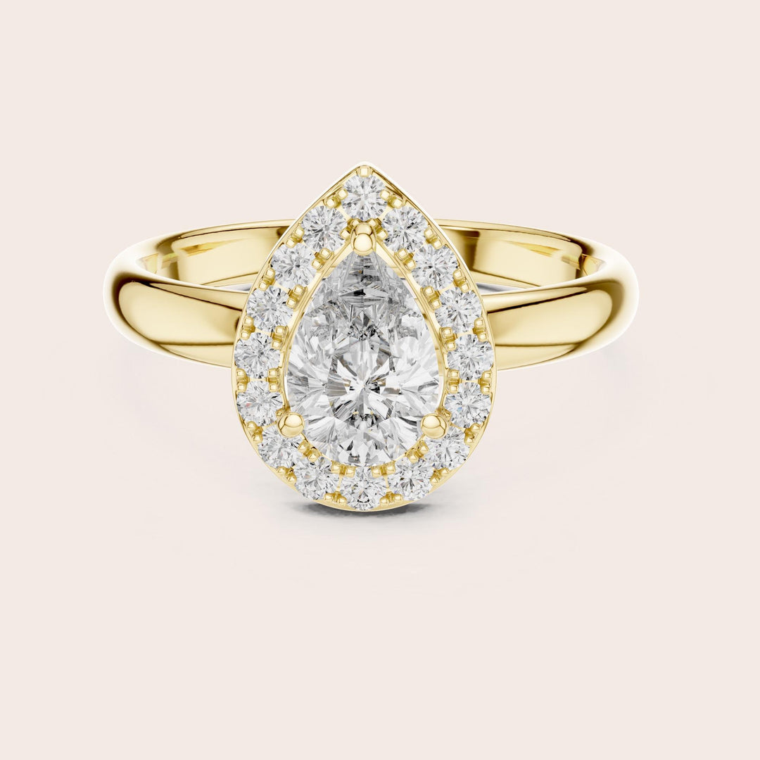Pear Cut Lab Grown Diamond Solitaire Ring, 0.94ct Total, Solid Gold