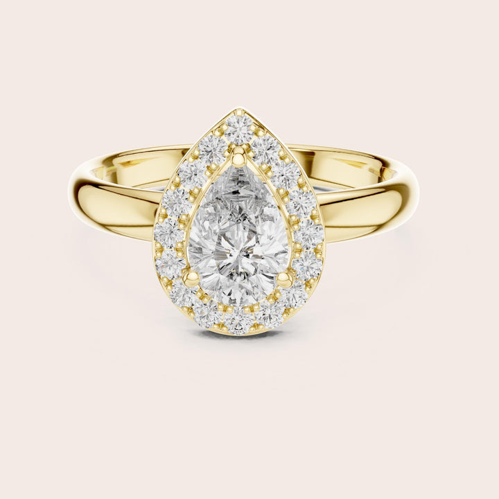 Pear Cut Lab Grown Diamond Solitaire Ring, 0.94ct Total, Solid Gold