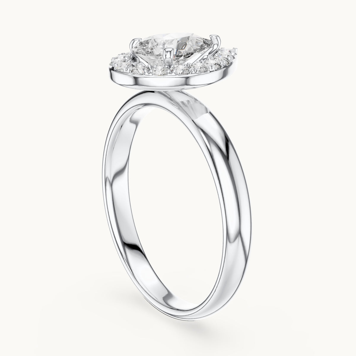 Pear cut lab-grown diamond solitaire ring in 14K white gold, 0.94 CT TW, view 1