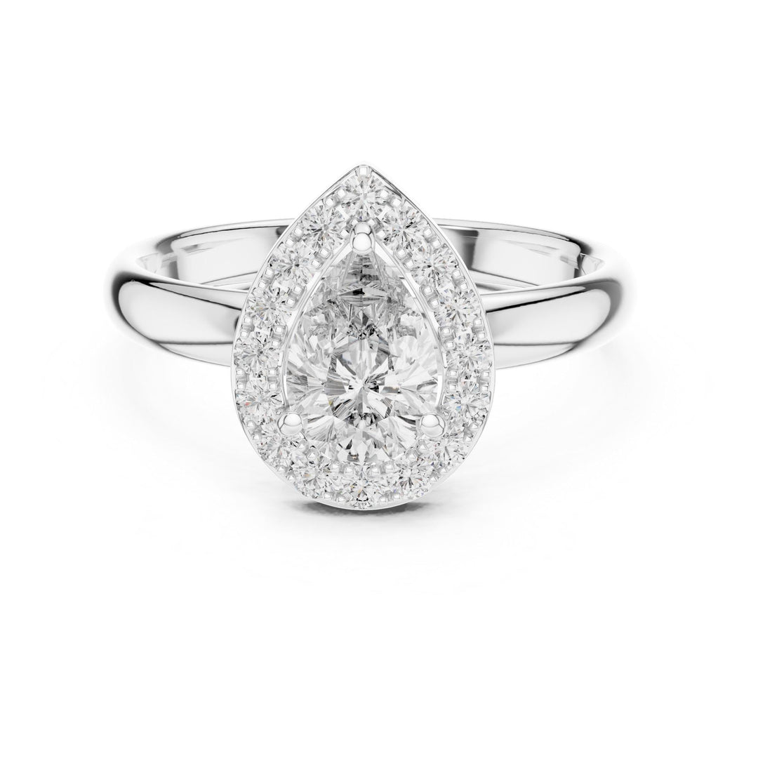 Pear Cut Lab Grown Diamond Solitaire Ring, 0.94ct Total, Solid Gold