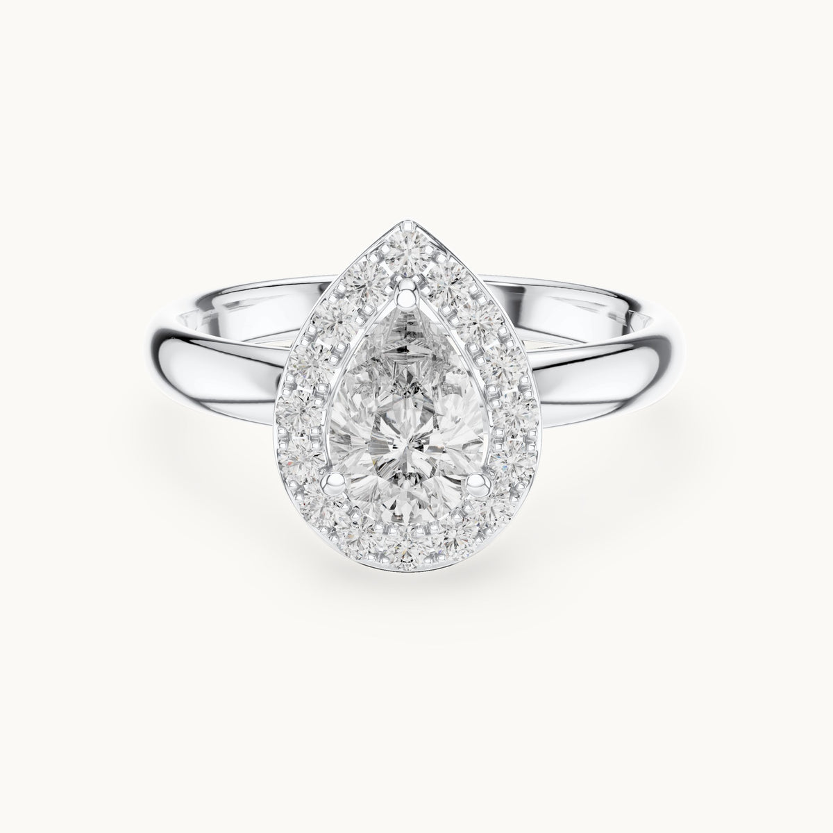 Pear cut lab-grown diamond solitaire ring in 14K white gold, 0.94 CT TW, view 3