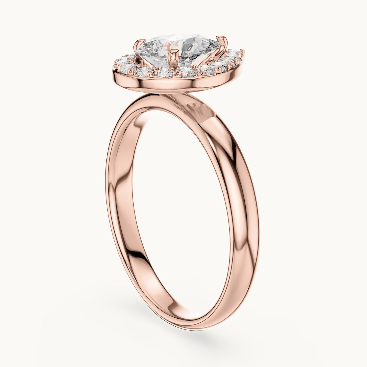 Pear cut lab-grown diamond solitaire ring in 14K rose gold, 0.94 CT TW, view 1