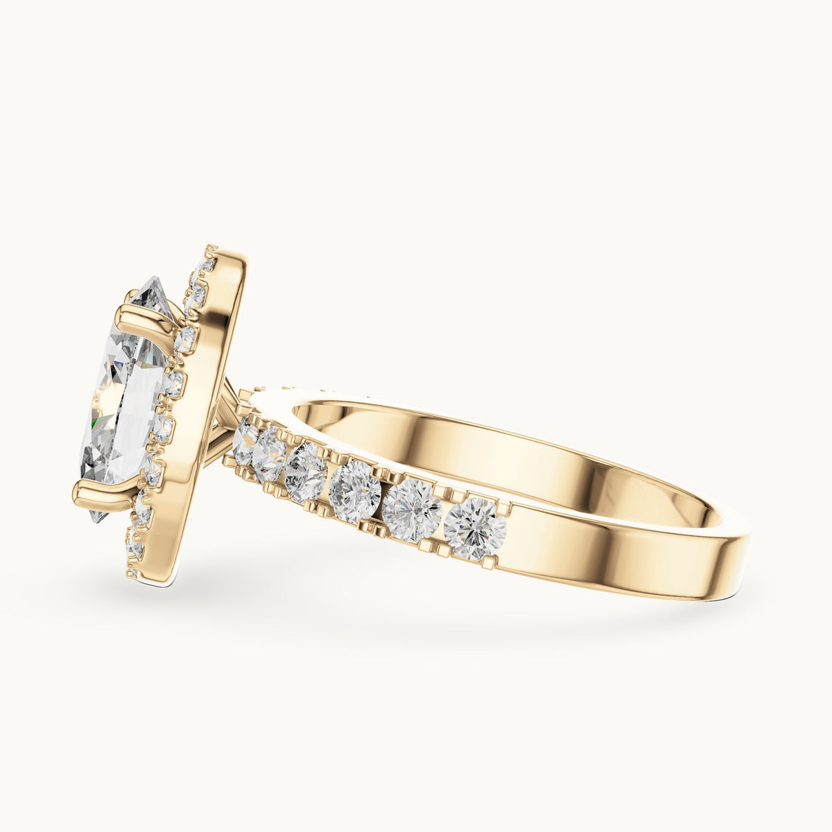 Oval cut lab-grown diamond solitaire ring in 14K yellow gold, 2.44 CT TW, view 3