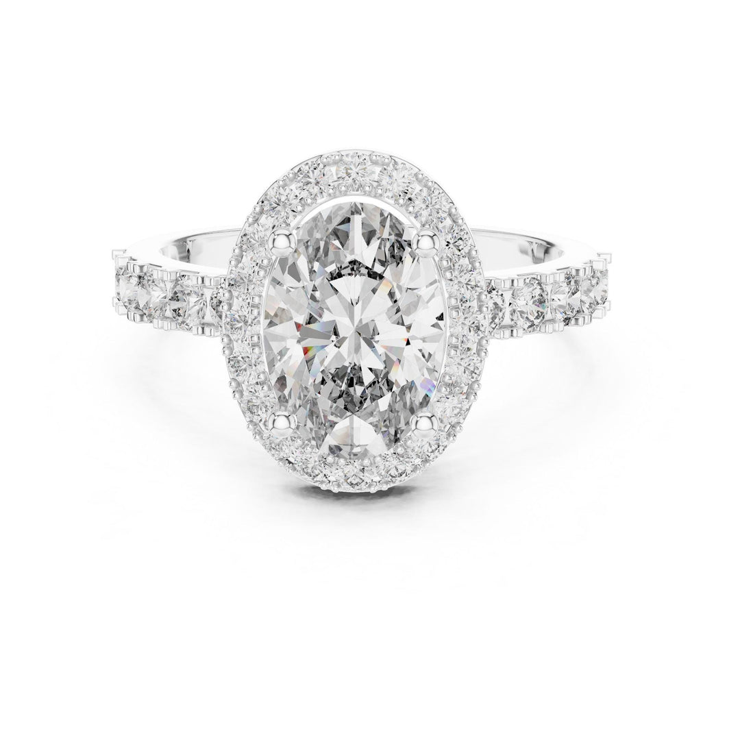 Oval Cut Lab Grown Diamond Solitaire Ring, 2.44ct Total, Solid Gold