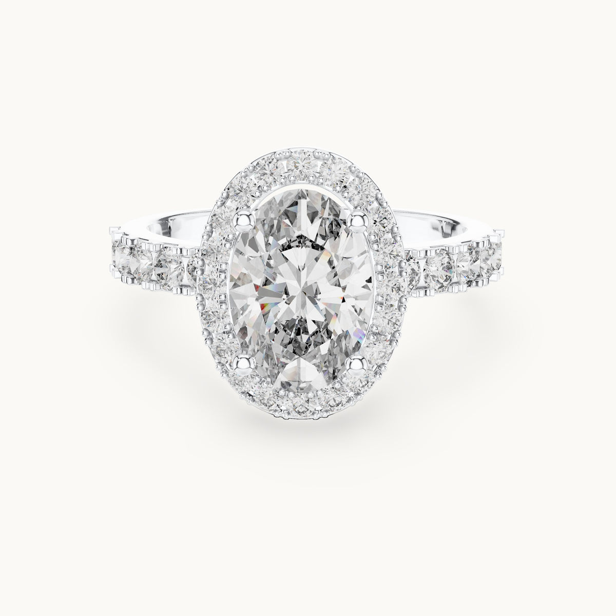 Oval cut lab-grown diamond solitaire ring in 14K white gold, 2.44 CT TW, view 3