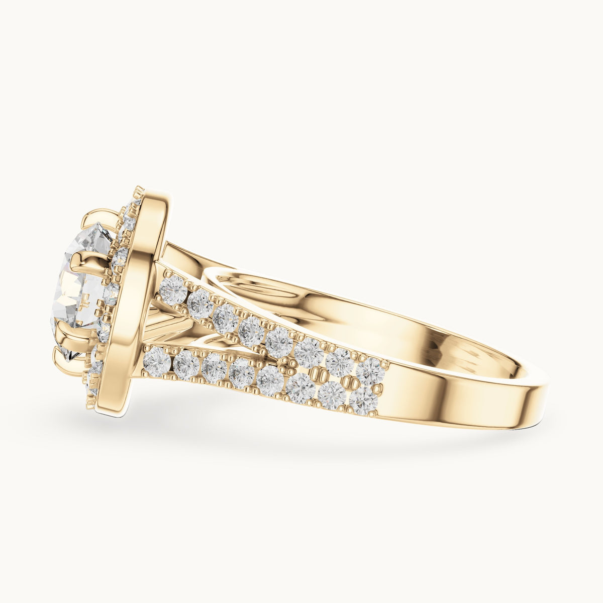 Round cut lab-grown diamond solitaire ring in 14K yellow gold, 2.03 CT TW, view 3