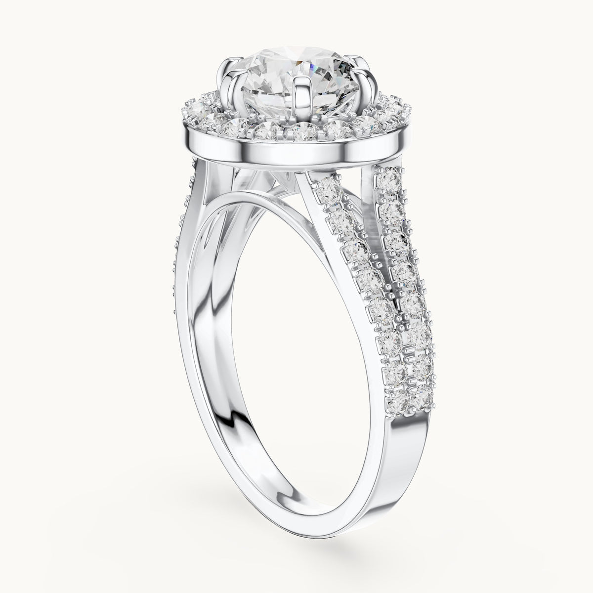 Round cut lab-grown diamond solitaire ring in 14K white gold, 2.03 CT TW, view 1