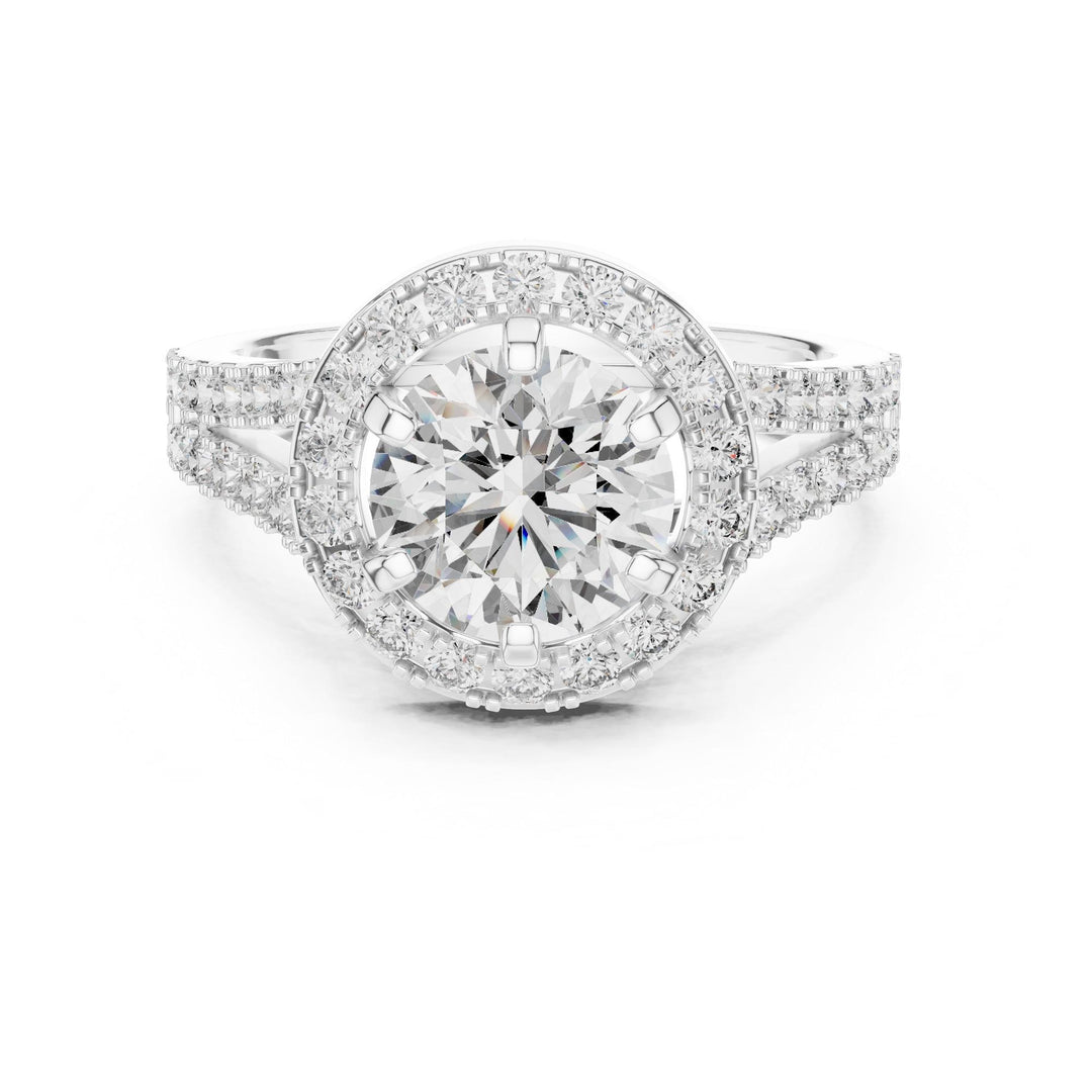 Round Cut Lab Grown Diamond Solitaire Ring, 2.03ct Total, Solid Gold