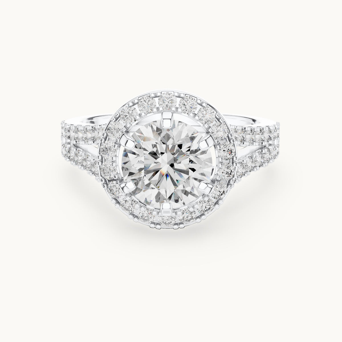 Round cut lab-grown diamond solitaire ring in 14K white gold, 2.03 CT TW, view 3