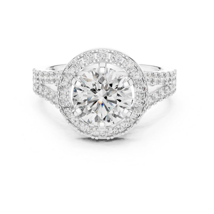 Round Cut Lab Grown Diamond Solitaire Ring, 2.03ct Total, Solid Gold