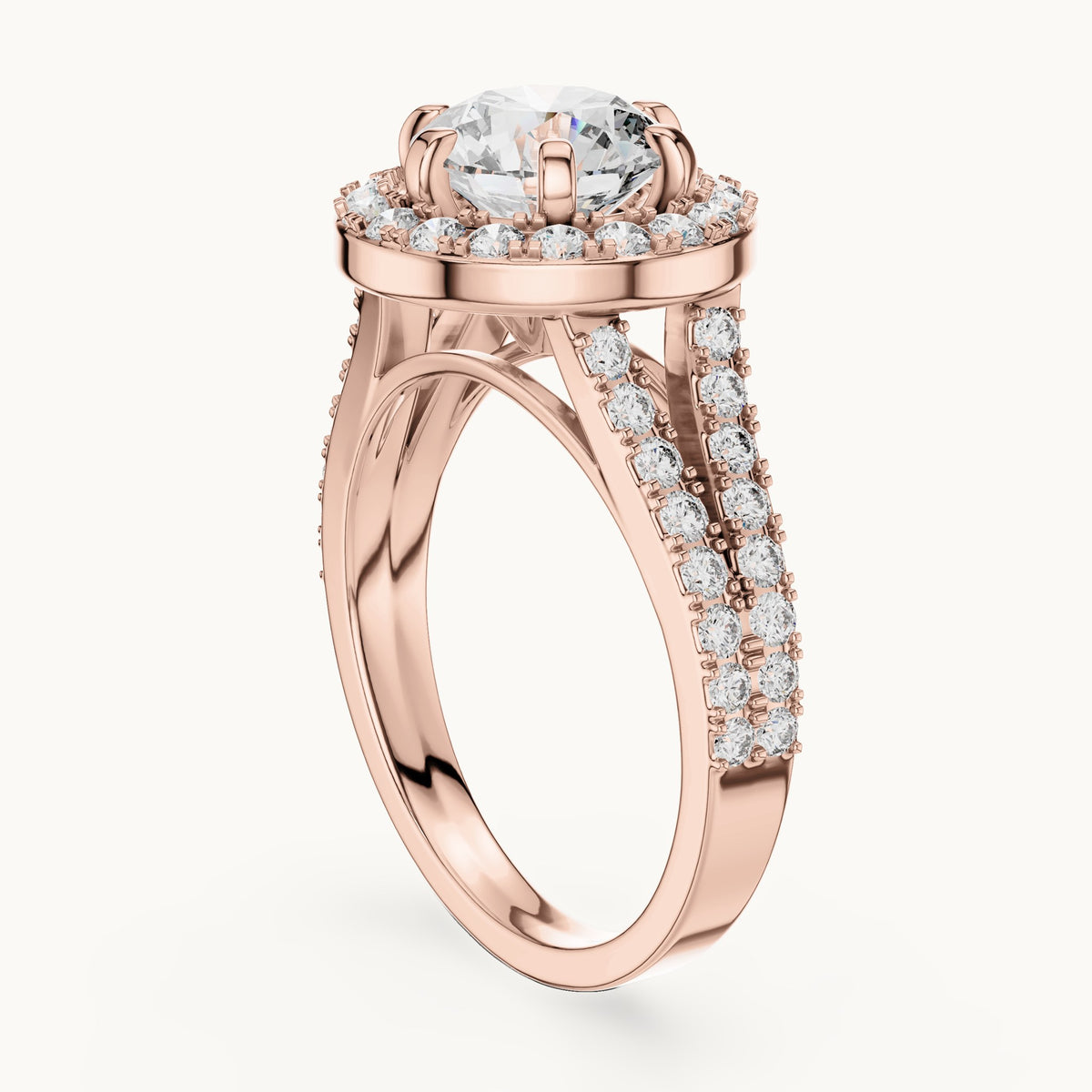Round cut lab-grown diamond solitaire ring in 14K rose gold, 2.03 CT TW, view 1