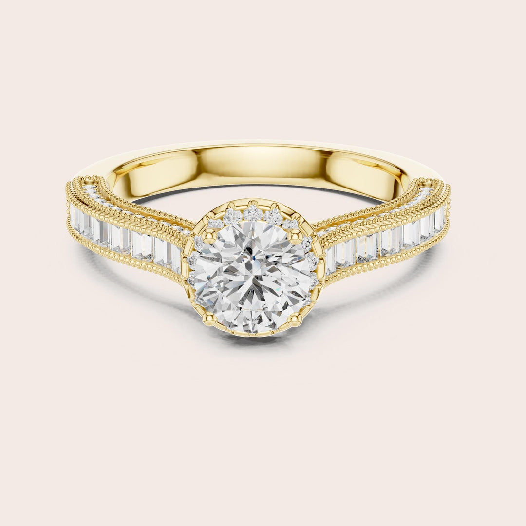 Round Cut Lab Grown Diamond Solitaire Ring, 1.43ct Total, Solid Gold