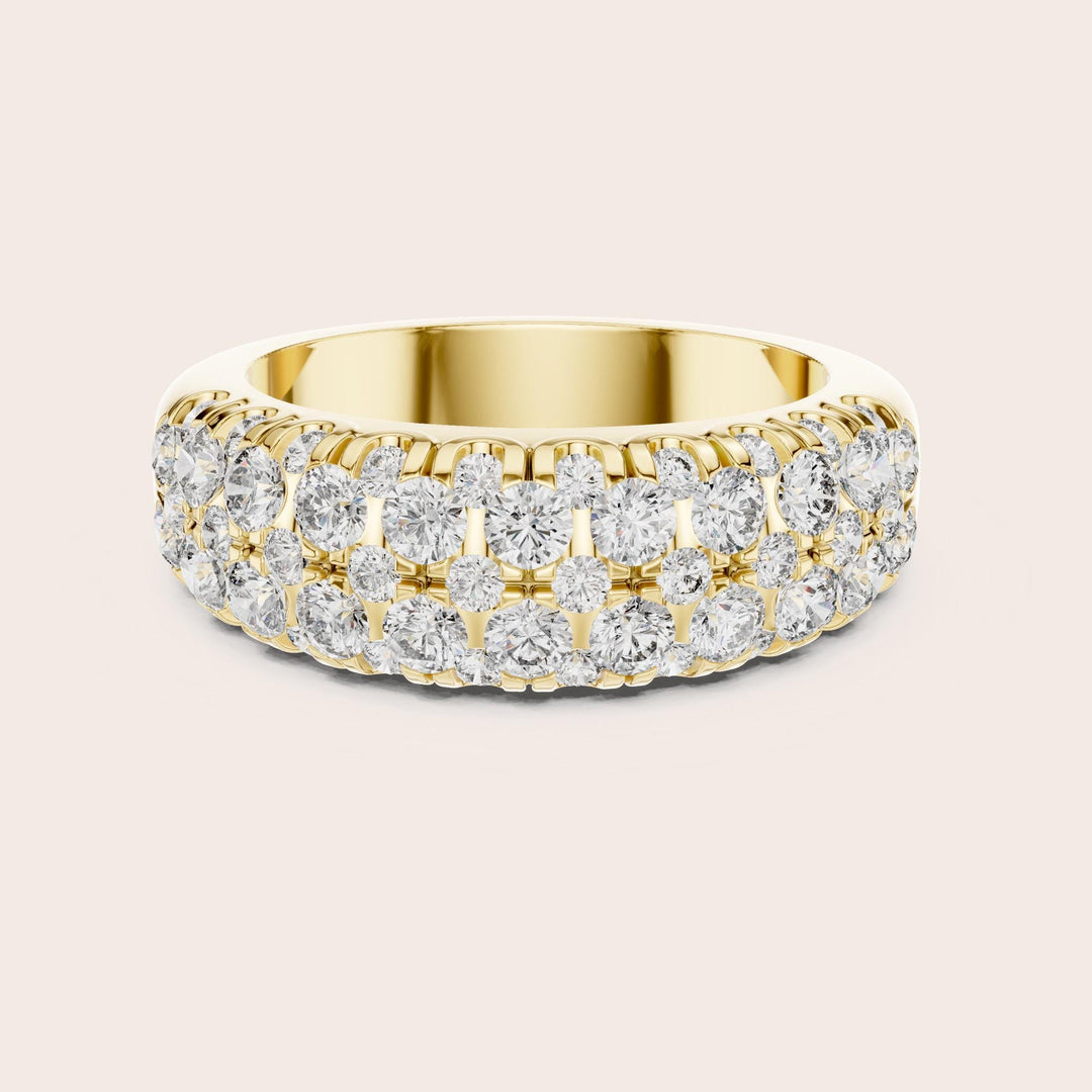 Round Cut Lab Grown Diamond Half Eternity Band, 1.92ct Total, Solid Gold