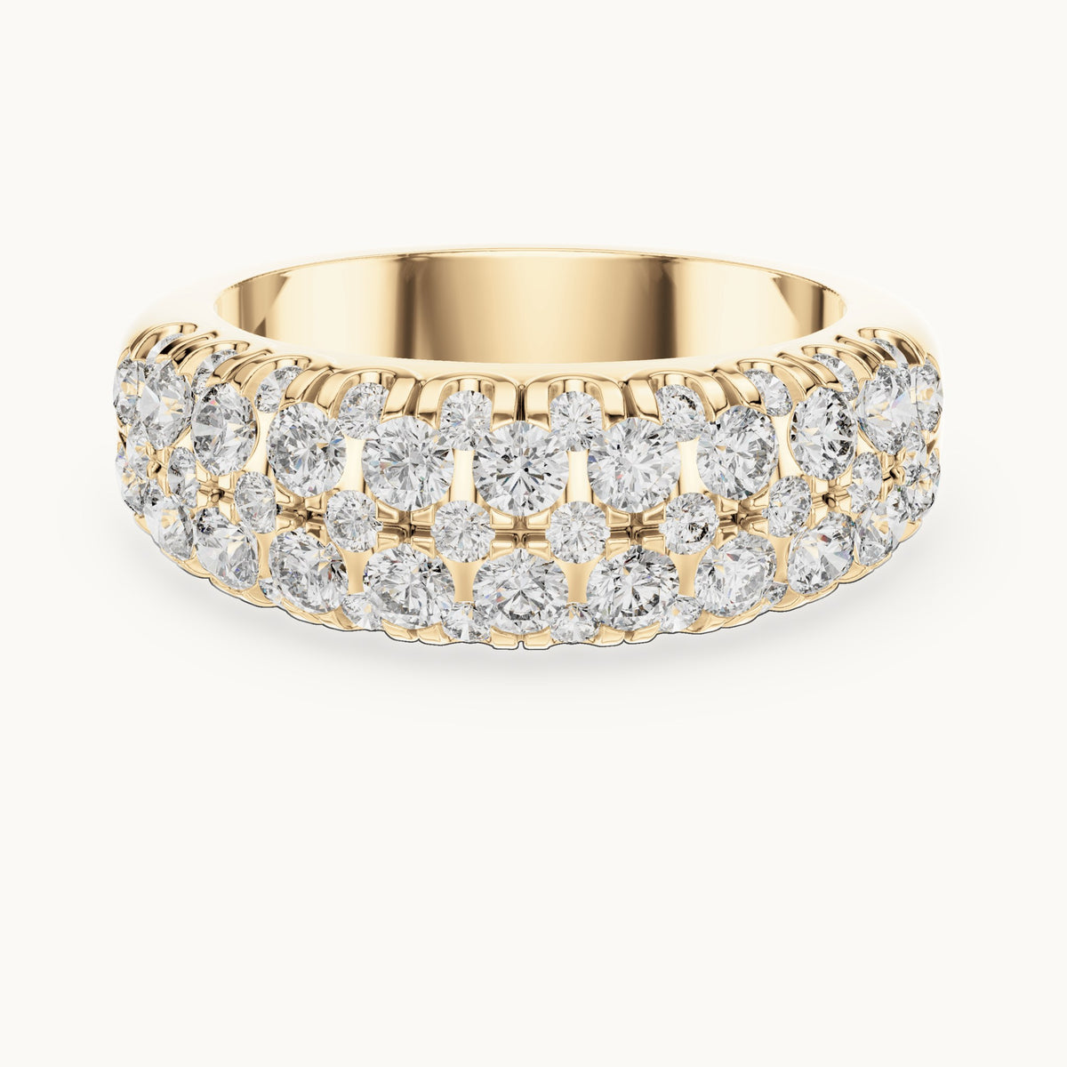 Round cut lab-grown diamond half eternity band in 14K yellow gold, 1.92 CT TW, view 1