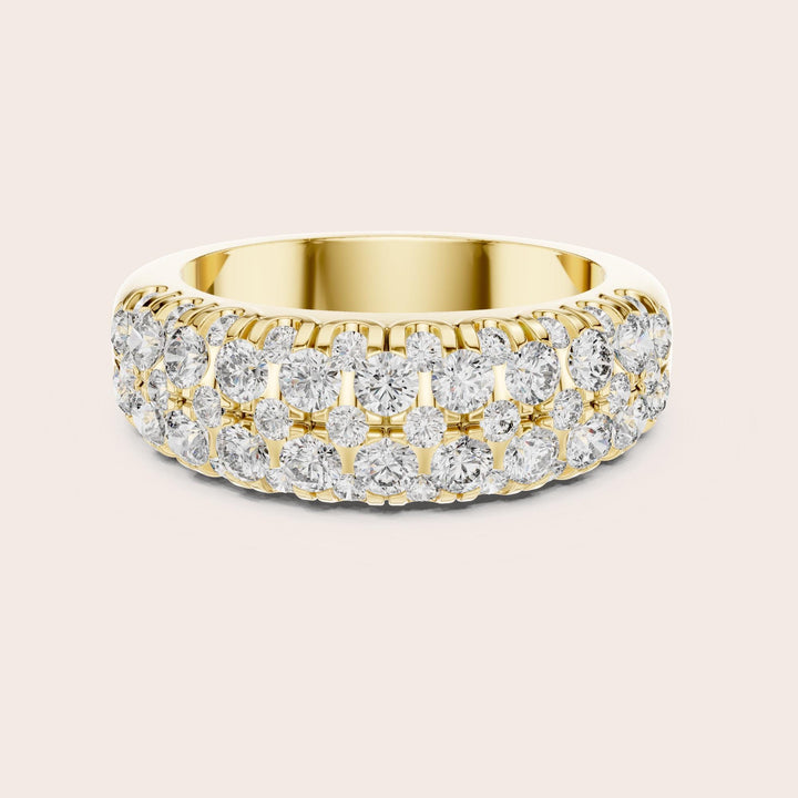 Round Cut Lab Grown Diamond Half Eternity Band, 1.92ct Total, Solid Gold