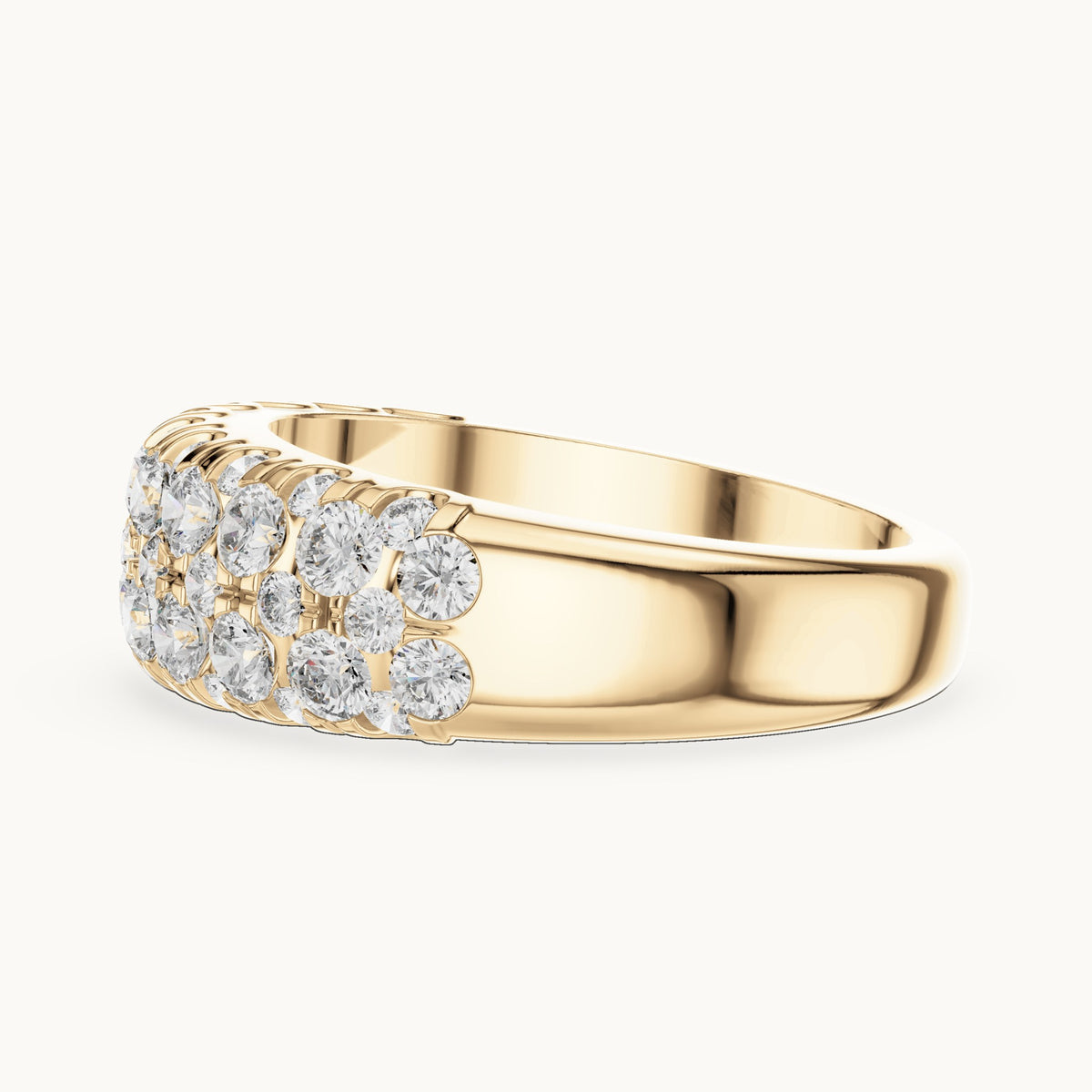 Round cut lab-grown diamond half eternity band in 14K yellow gold, 1.92 CT TW, view 3