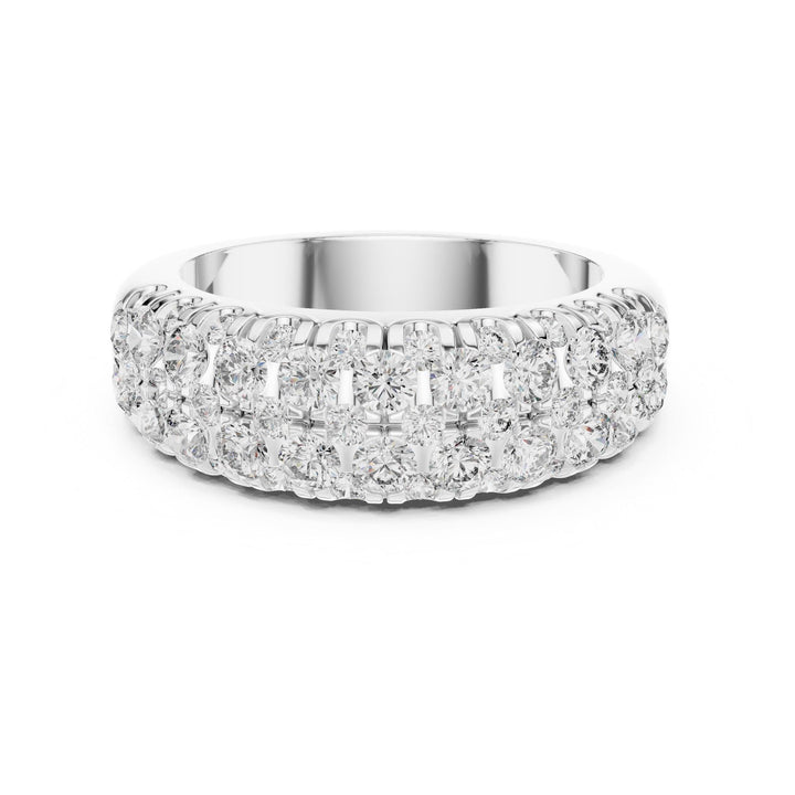 Round Cut Lab Grown Diamond Half Eternity Band, 1.92ct Total, Solid Gold