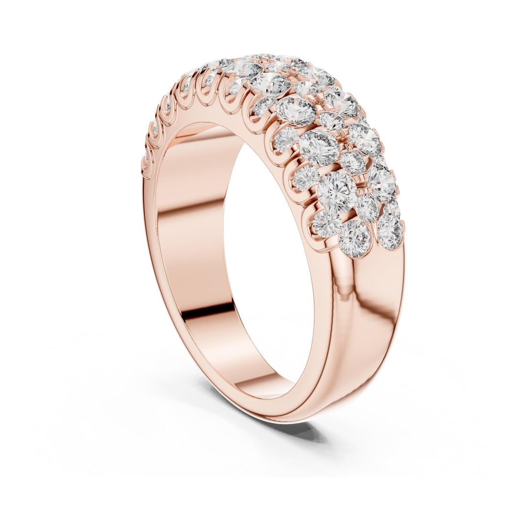 Round Cut Lab Grown Diamond Half Eternity Band, 1.92ct Total, Solid Gold