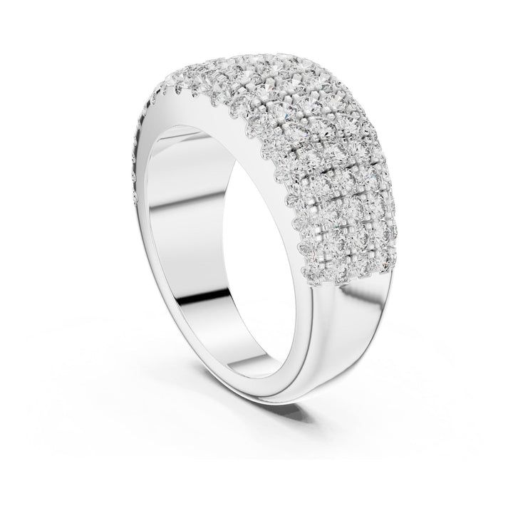 Round Cut Lab Grown Diamond Half Eternity Band, 2.28ct Total, Solid Gold