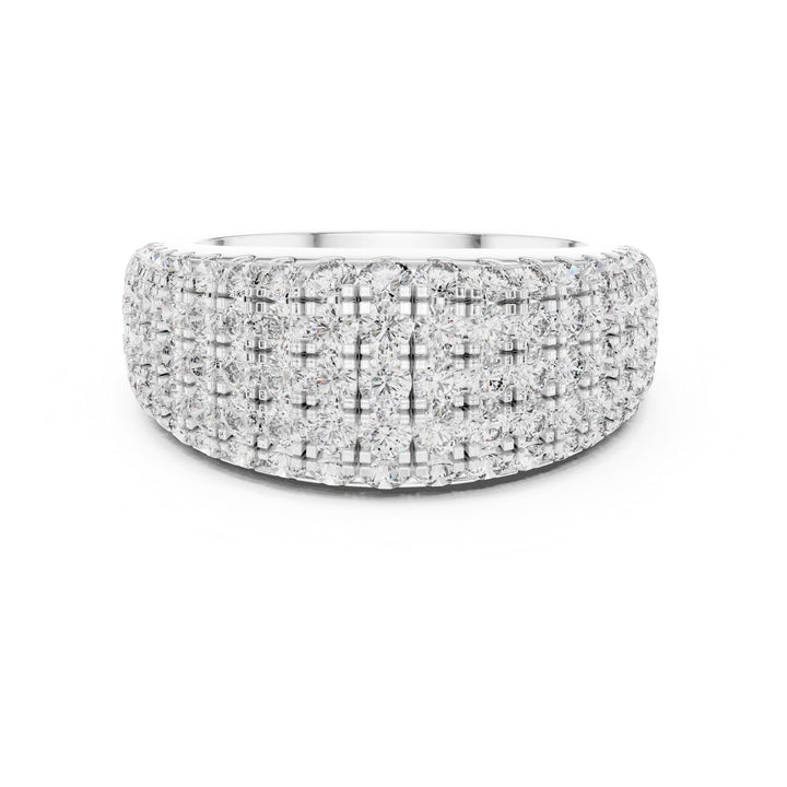 Round Cut Lab Grown Diamond Half Eternity Band, 2.28ct Total, Solid Gold