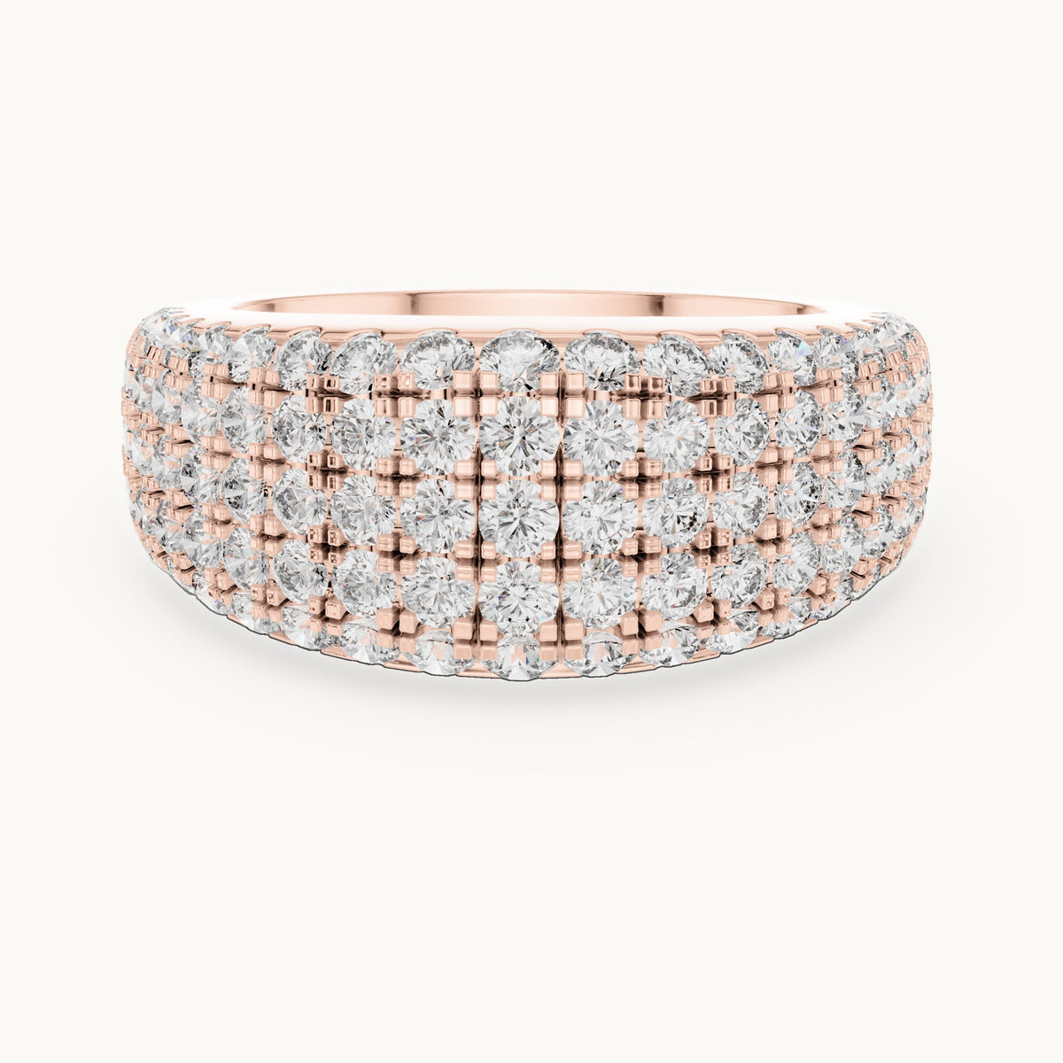 Round cut lab-grown diamond half eternity band in 14K rose gold, 2.28 CT TW, view 3