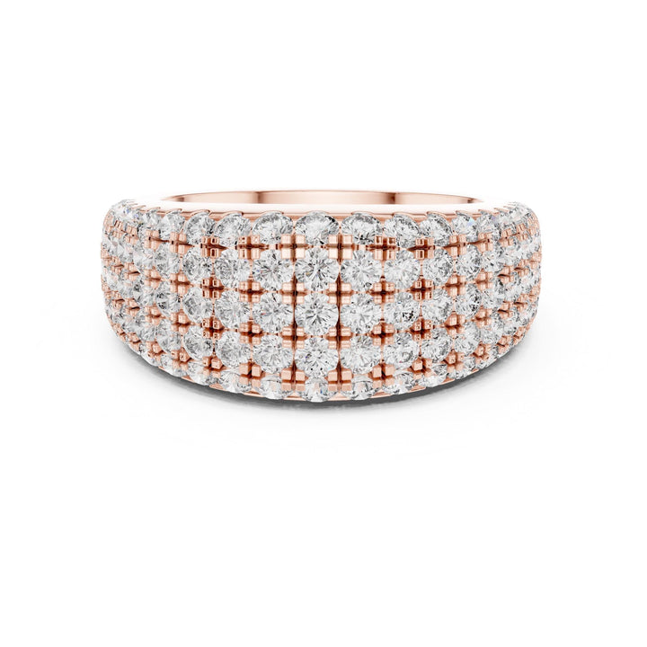 Round Cut Lab Grown Diamond Half Eternity Band, 2.28ct Total, Solid Gold