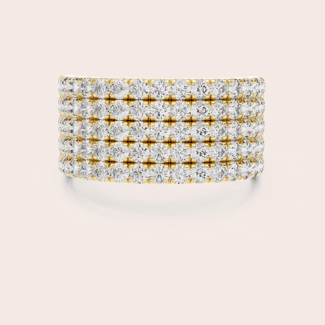 Round Cut Lab Grown Diamond Half Eternity Band, 2.12ct Total, Solid Gold