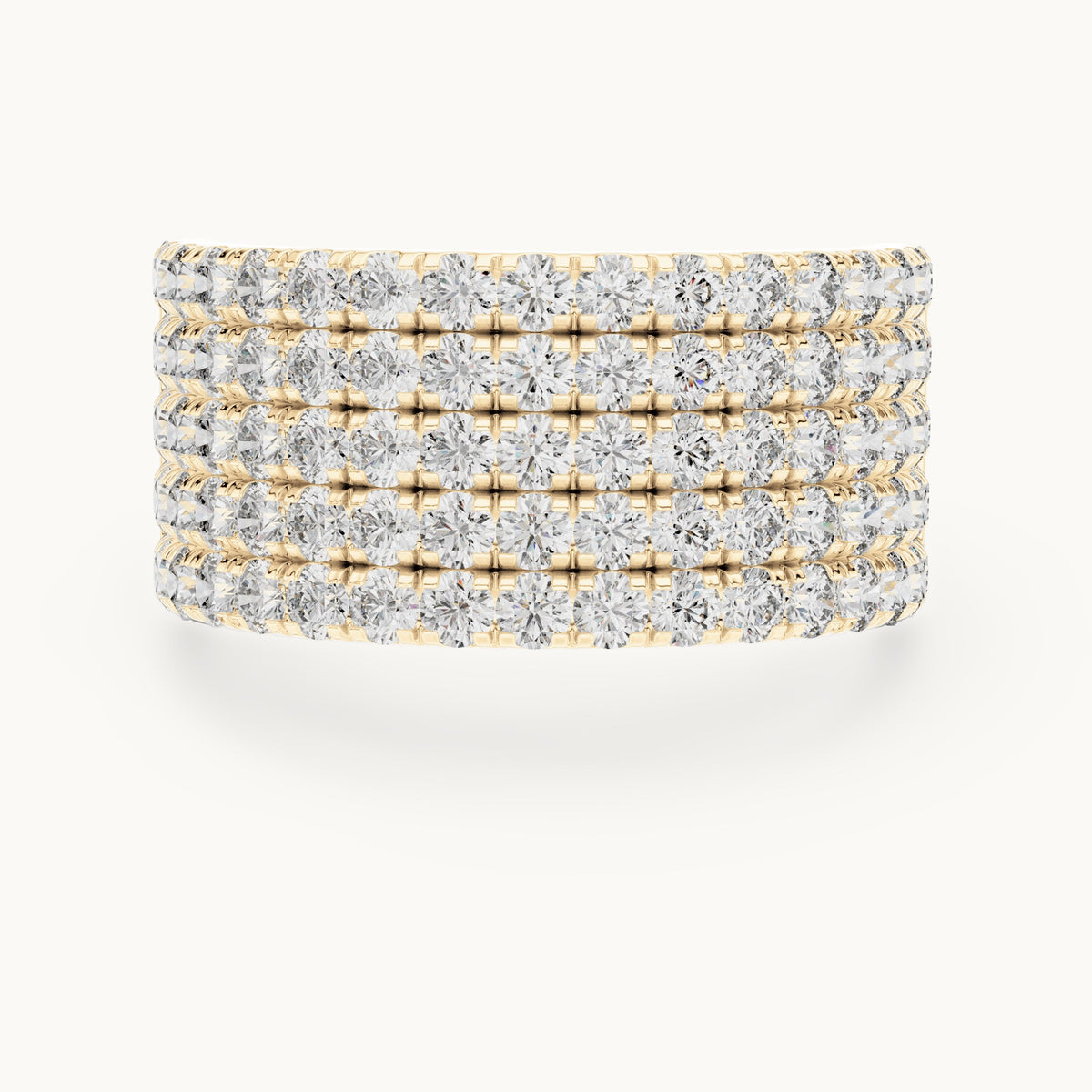 Round cut lab-grown diamond half eternity band in 14K yellow gold, 2.12 CT TW, view 1