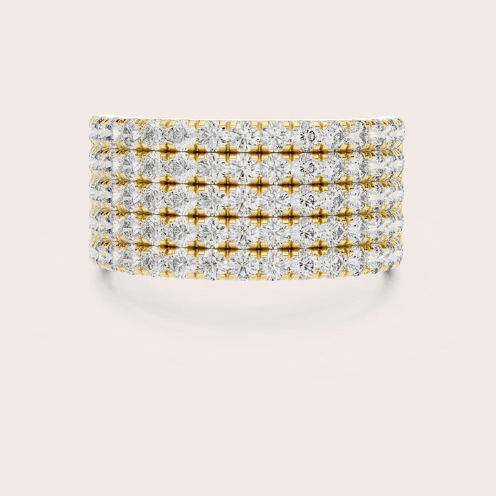 Round Cut Lab Grown Diamond Half Eternity Band, 2.12ct Total, Solid Gold