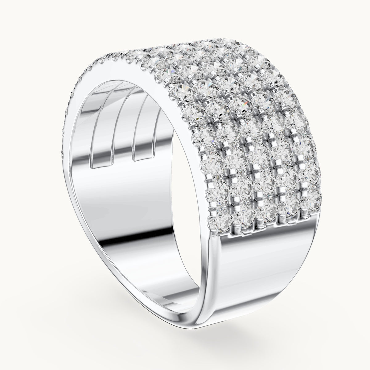 Round cut lab-grown diamond half eternity band in 14K white gold, 2.12 CT TW, view 1