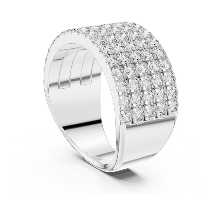 Round Cut Lab Grown Diamond Half Eternity Band, 2.12ct Total, Solid Gold