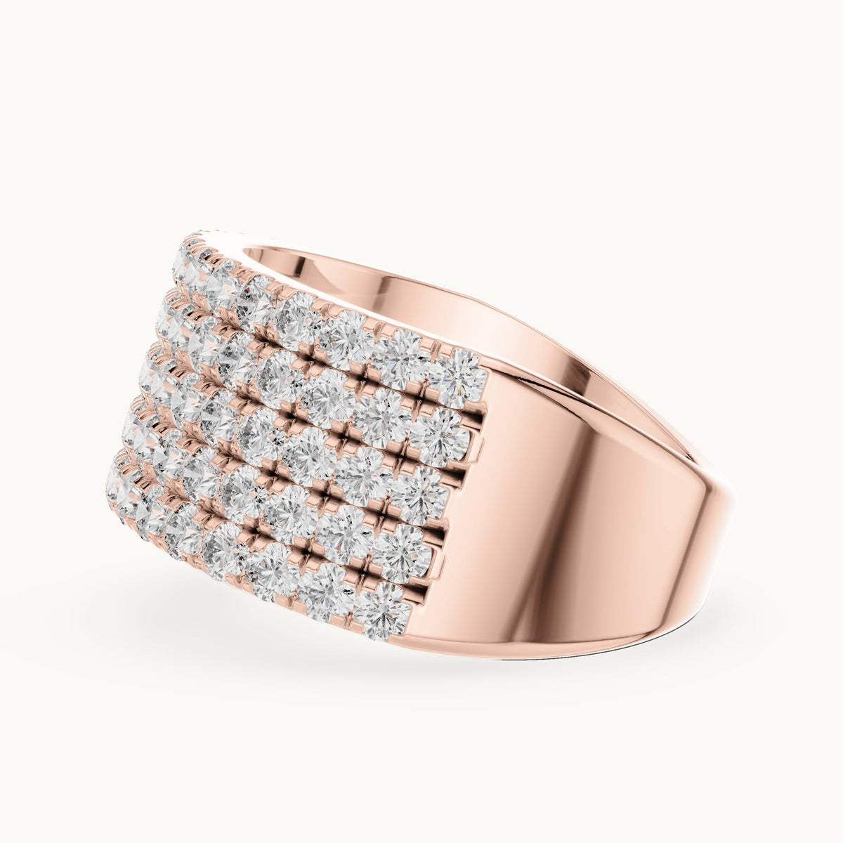 Round cut lab-grown diamond half eternity band in 14K rose gold, 2.12 CT TW, view 2