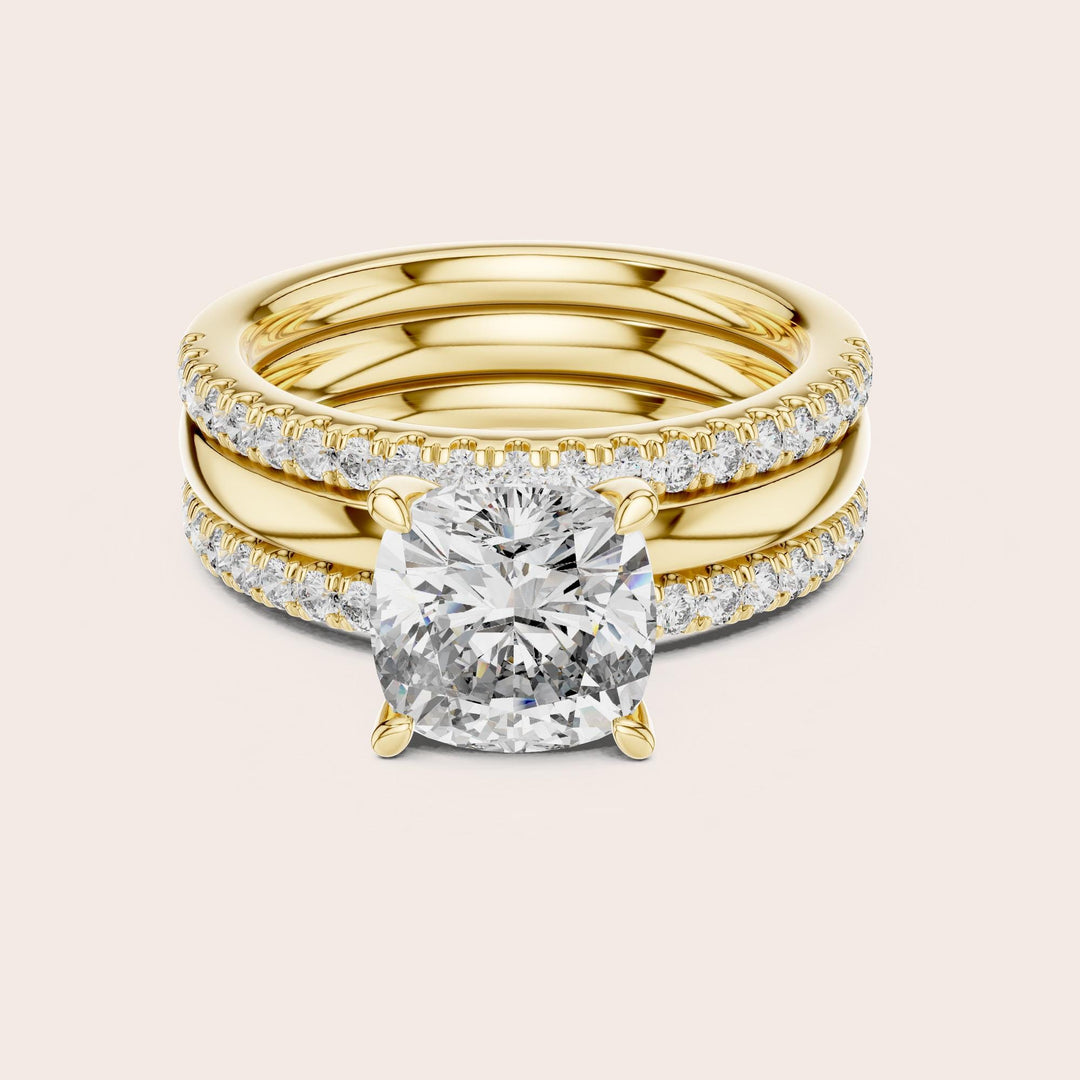 Cushion Cut Lab Grown Diamond Solitaire Ring, 3.50ct Total, Solid Gold