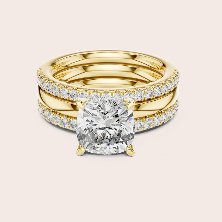 Cushion Cut Lab Grown Diamond Solitaire Ring, 3.50ct Total, Solid Gold