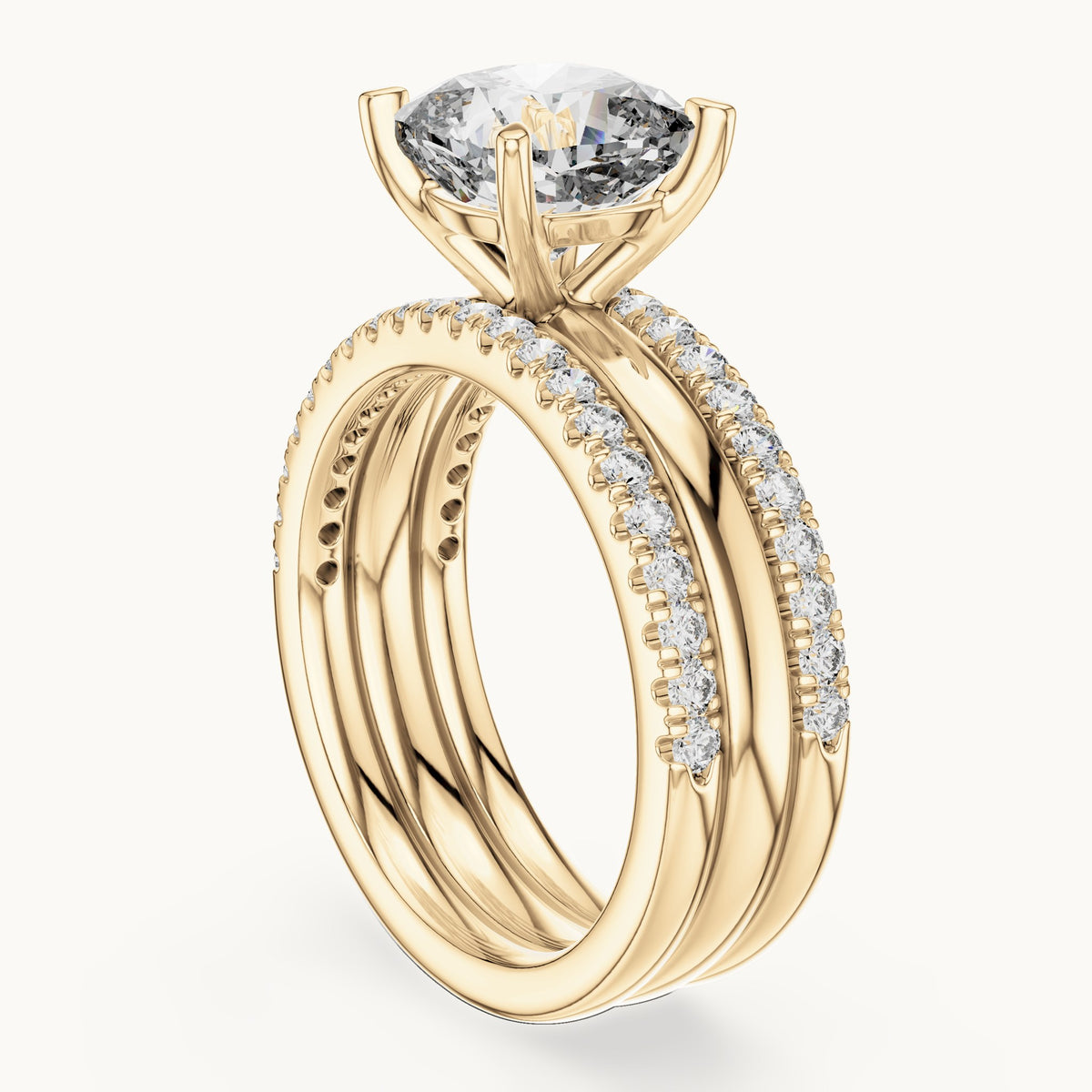 Cushion cut lab-grown diamond solitaire ring in 14K yellow gold, 3.50 CT TW, view 2