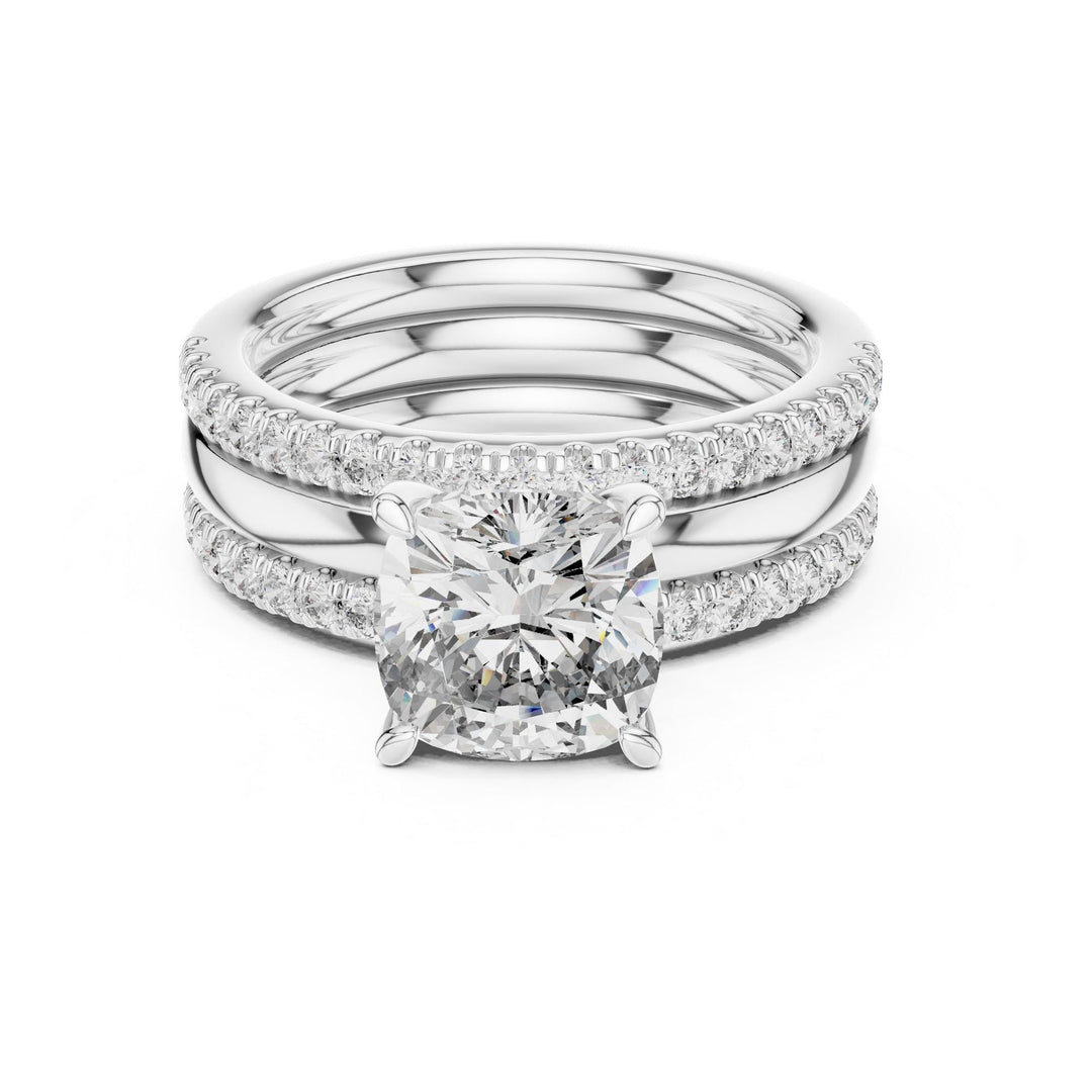 Cushion Cut Lab Grown Diamond Solitaire Ring, 3.50ct Total, Solid Gold