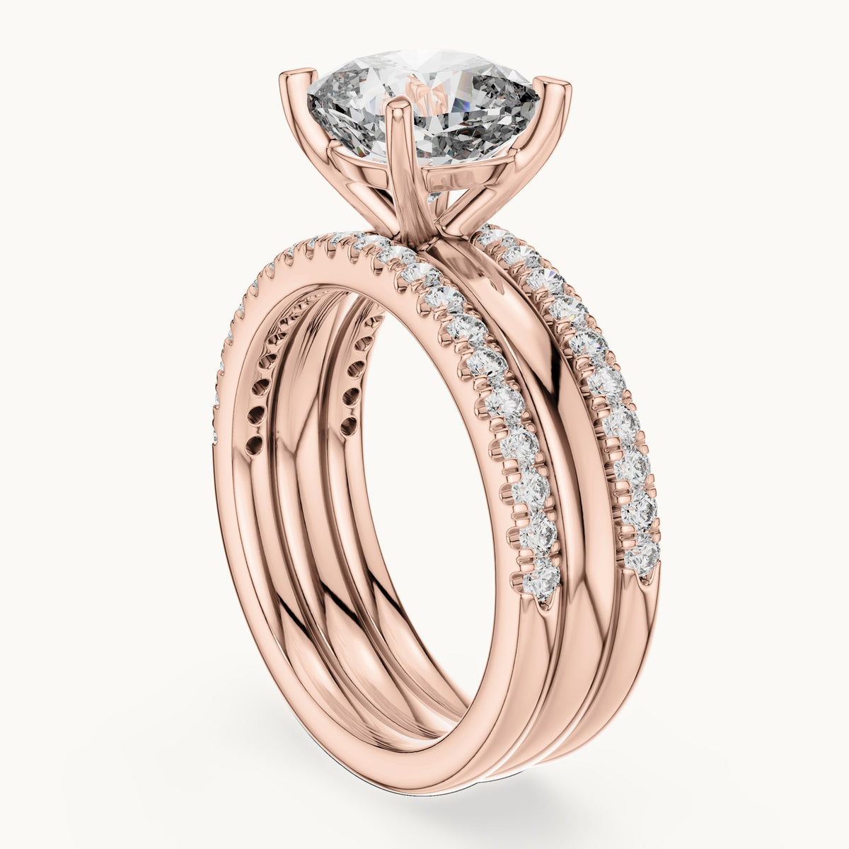 Cushion cut lab-grown diamond solitaire ring in 14K rose gold, 3.50 CT TW, view 1