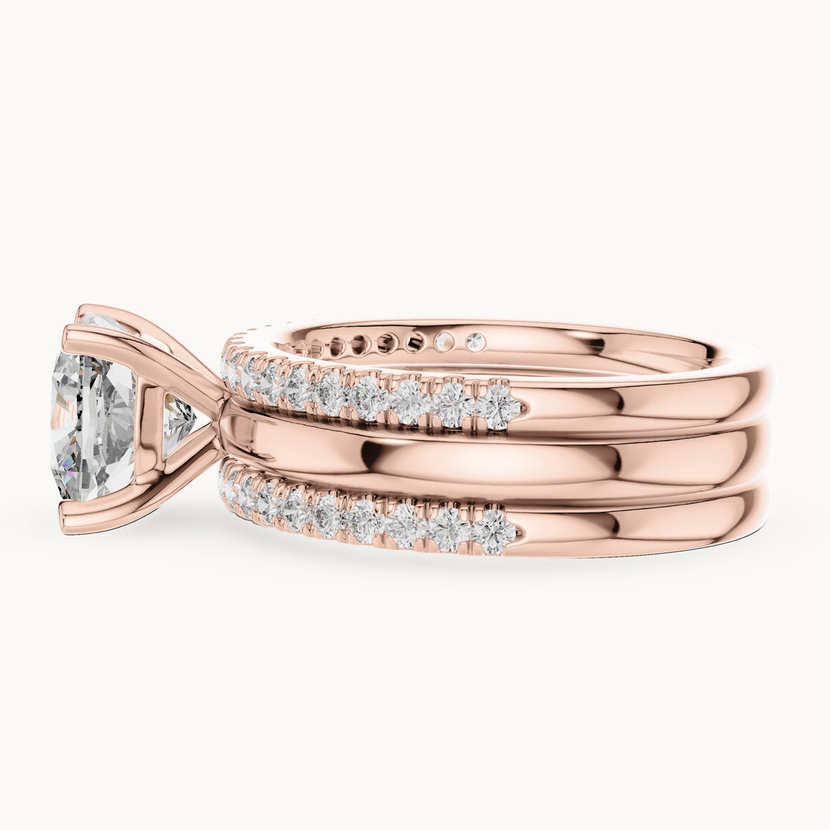 Cushion cut lab-grown diamond solitaire ring in 14K rose gold, 3.50 CT TW, view 2