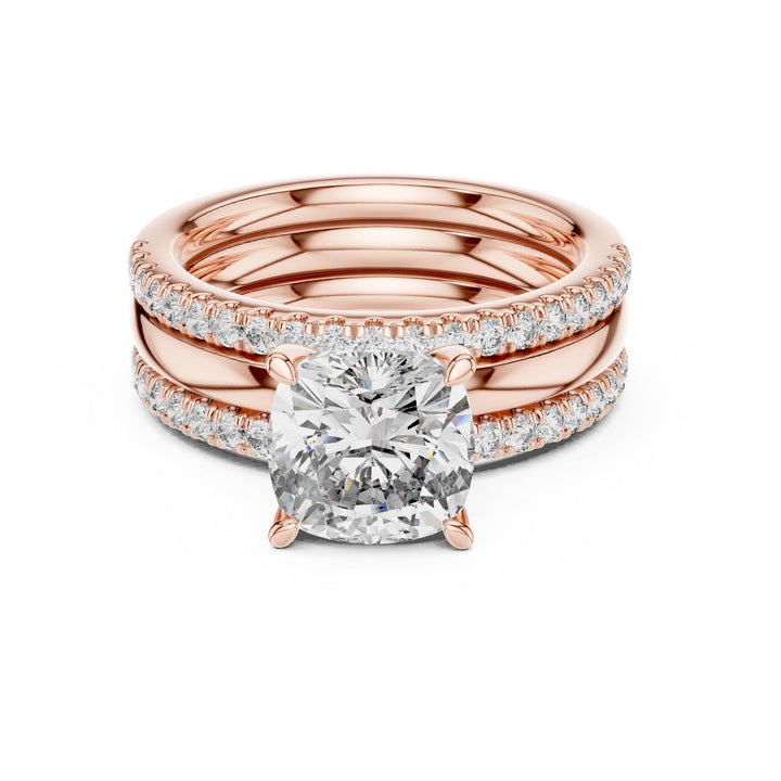 Cushion Cut Lab Grown Diamond Solitaire Ring, 3.50ct Total, Solid Gold
