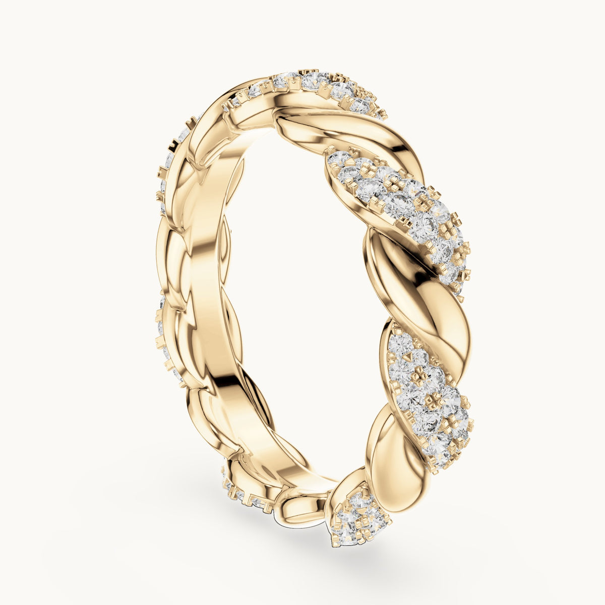 Round cut lab-grown diamond full eternity band in 14K yellow gold, 0.66 CT TW, view 2