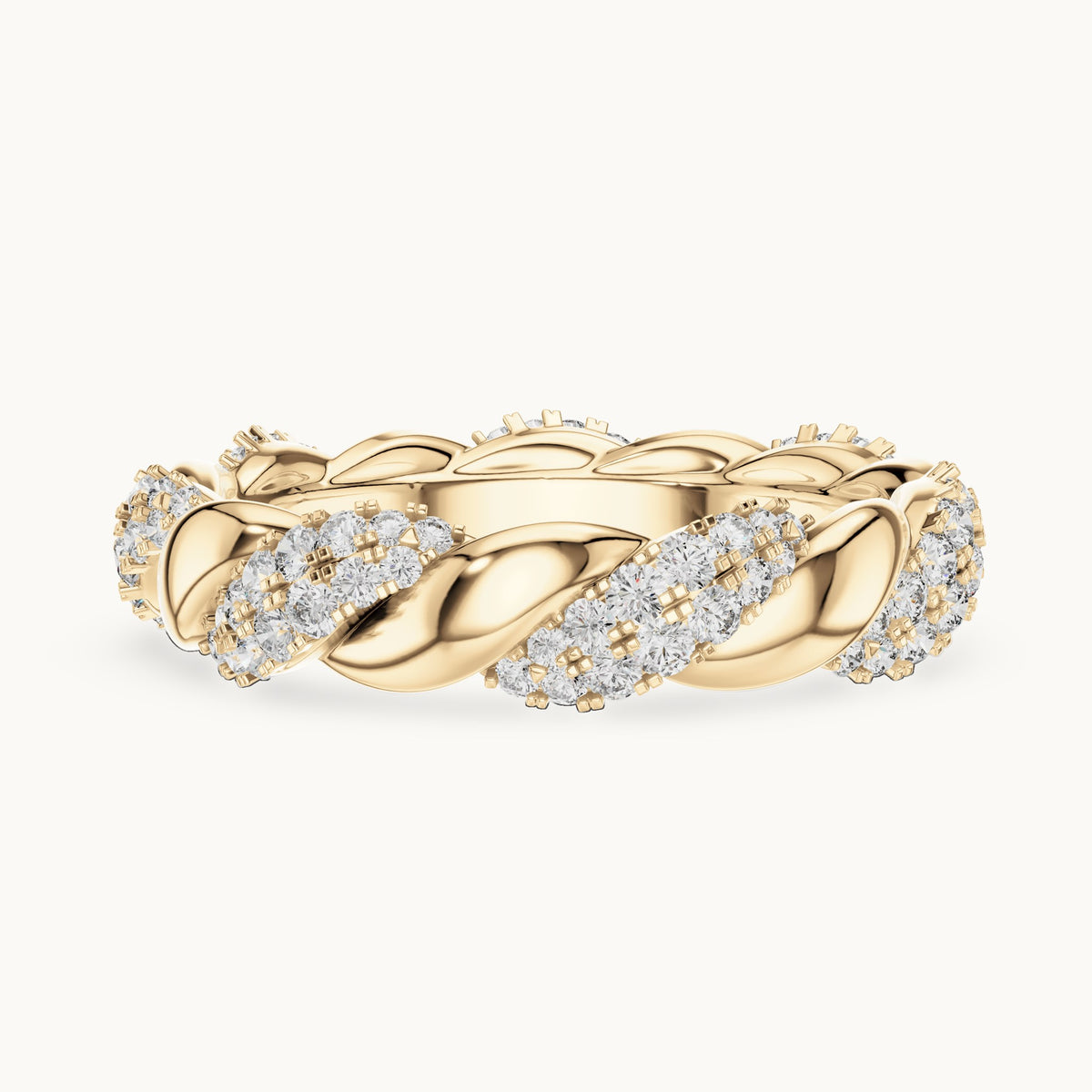 Round cut lab-grown diamond full eternity band in 14K yellow gold, 0.66 CT TW, view 3