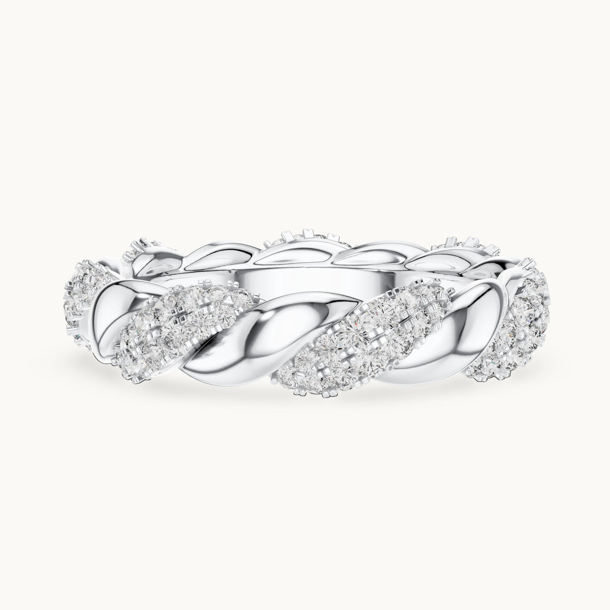Round cut lab-grown diamond full eternity band in 14K white gold, 0.66 CT TW, view 2