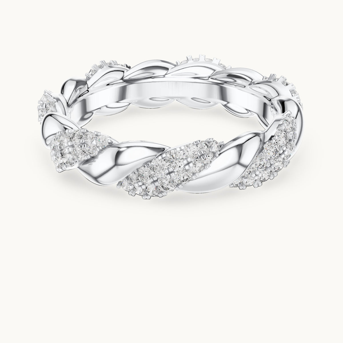 Round cut lab-grown diamond full eternity band in 14K white gold, 0.66 CT TW, view 3