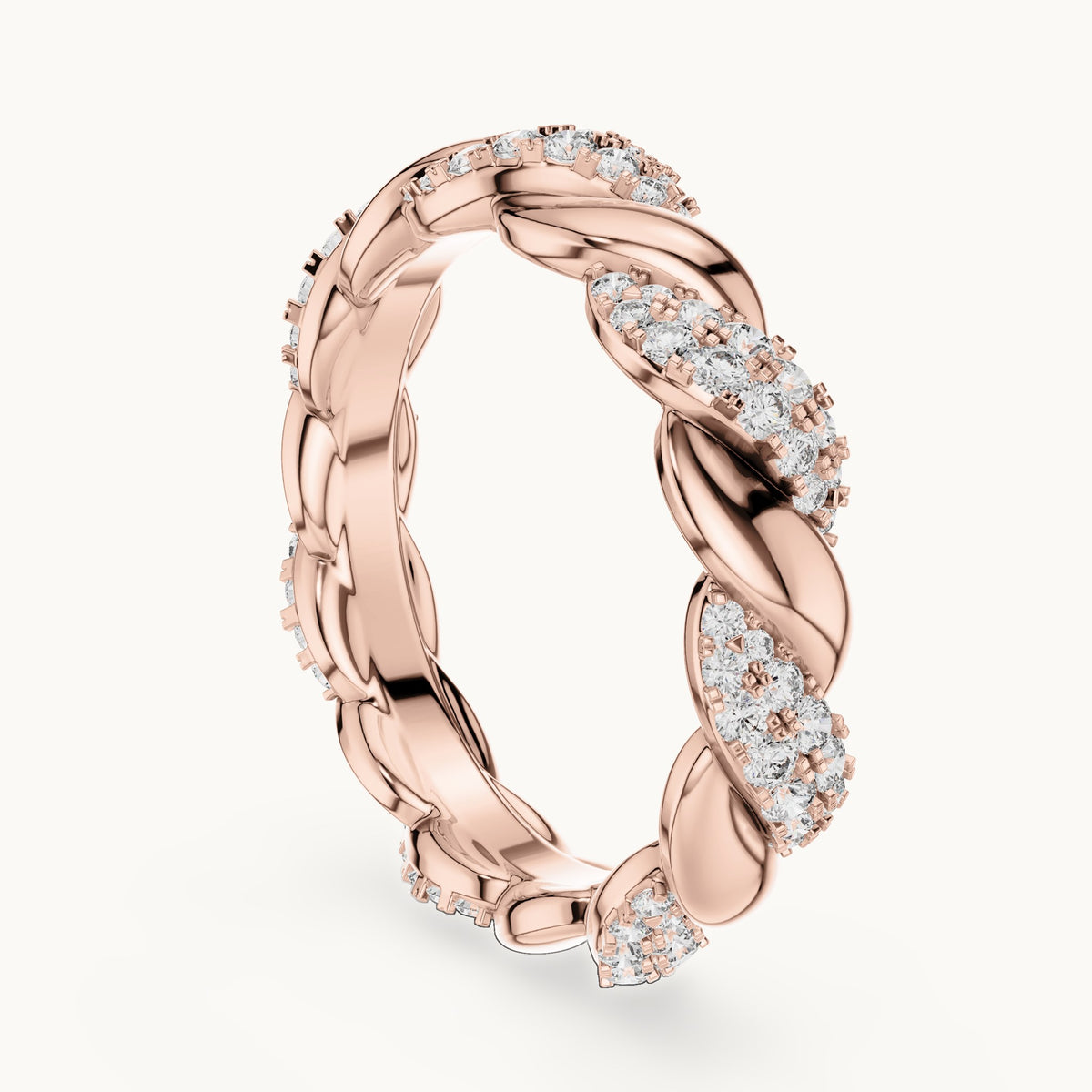 Round cut lab-grown diamond full eternity band in 14K rose gold, 0.66 CT TW, view 1